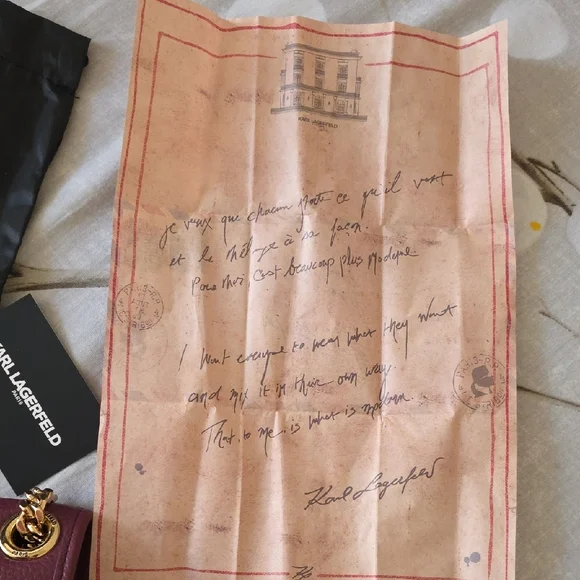 Karl Lagerfeld Plum Shoulder Bag with Gold Chain - Picture 16 of 16